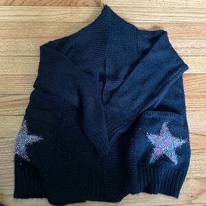 Jessica Simpson black cardigan with rainbow star pockets. Size small